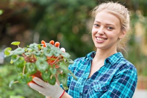Insured and trained gardeners working carefully in a West Harrow garden