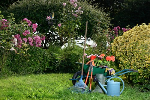 Landscape gardening in West Harrow with attractive planting and patio design